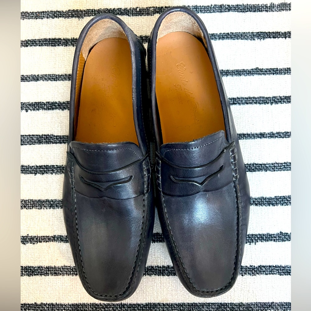 Vera Gomma navy blue men leather loafer - Brand New - size 43